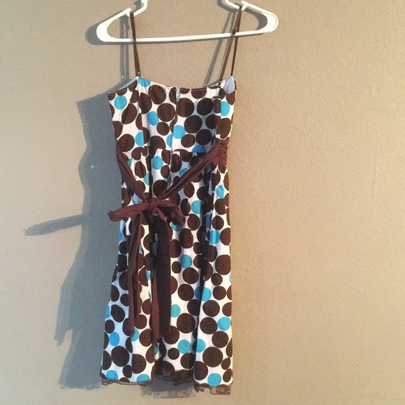 Blue brown White Ruby Rox Size 5 midi dress - Picture 4 of 5